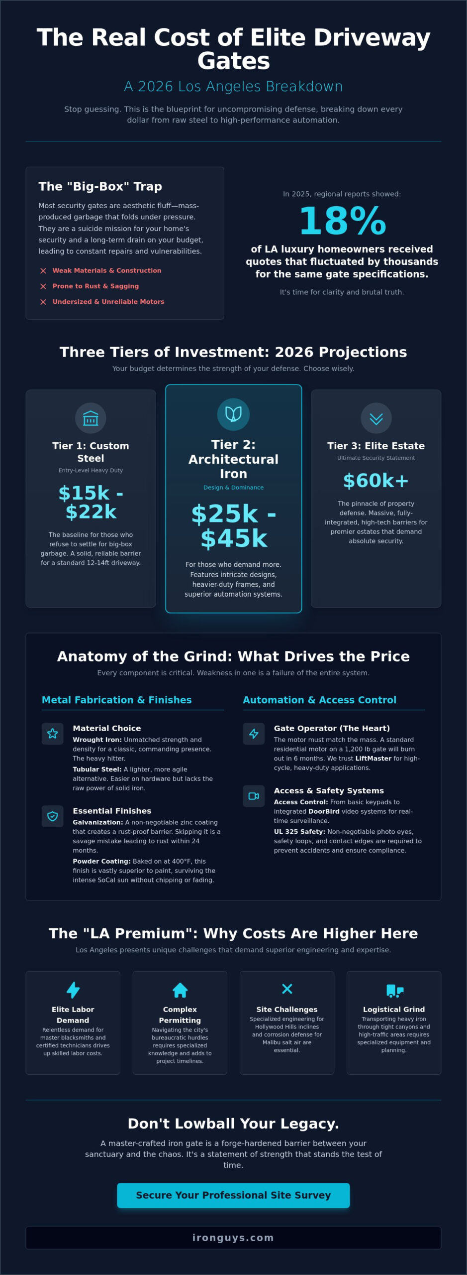 Custom Driveway Gate Cost Los Angeles (2026): The Brutal Truth About Your Property’s Defense