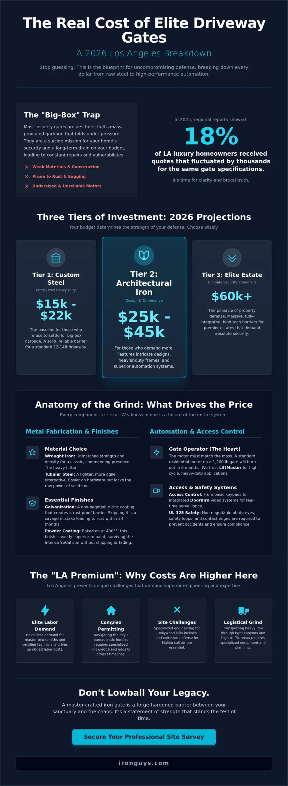 Custom Driveway Gate Cost Los Angeles (2026): The Brutal Truth About Your Property’s Defense